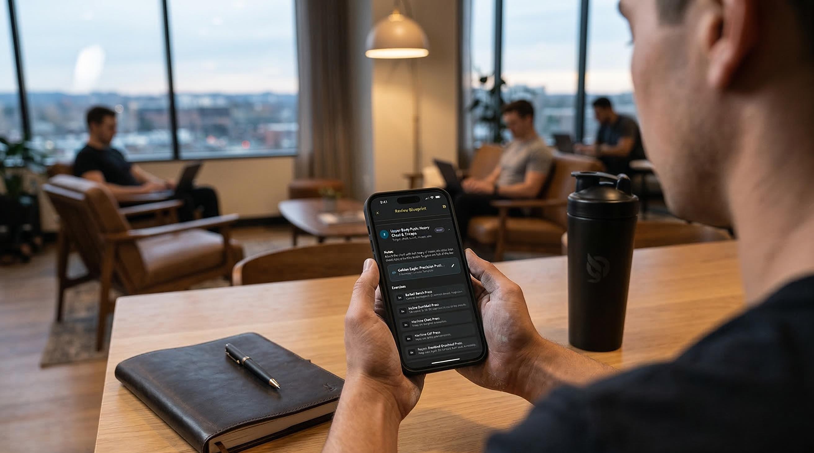 Person reviewing a weekly workout program on a phone