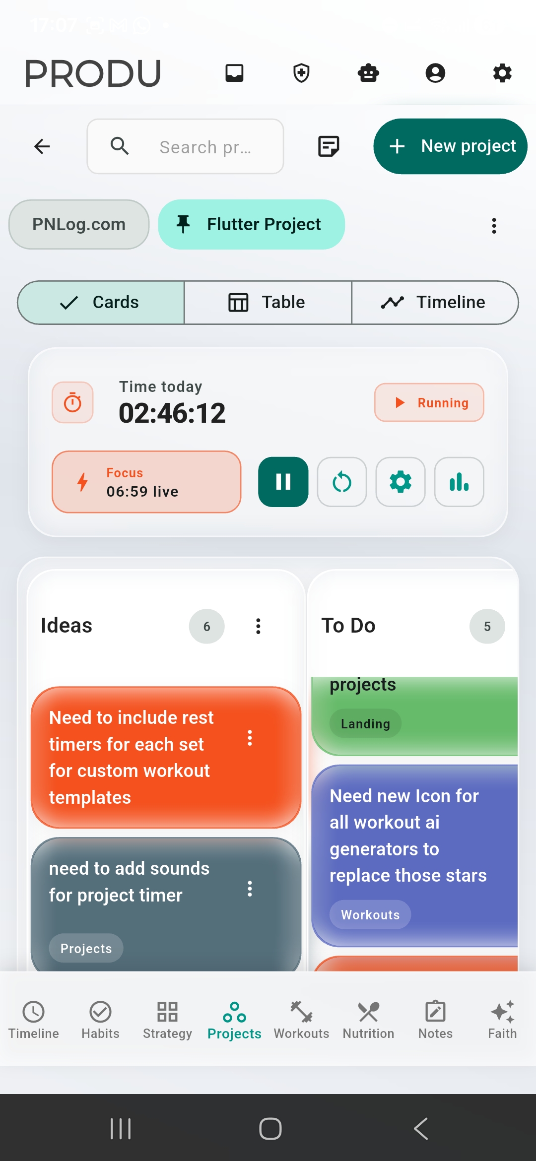 Light Mode Mobile Projects Dashboard