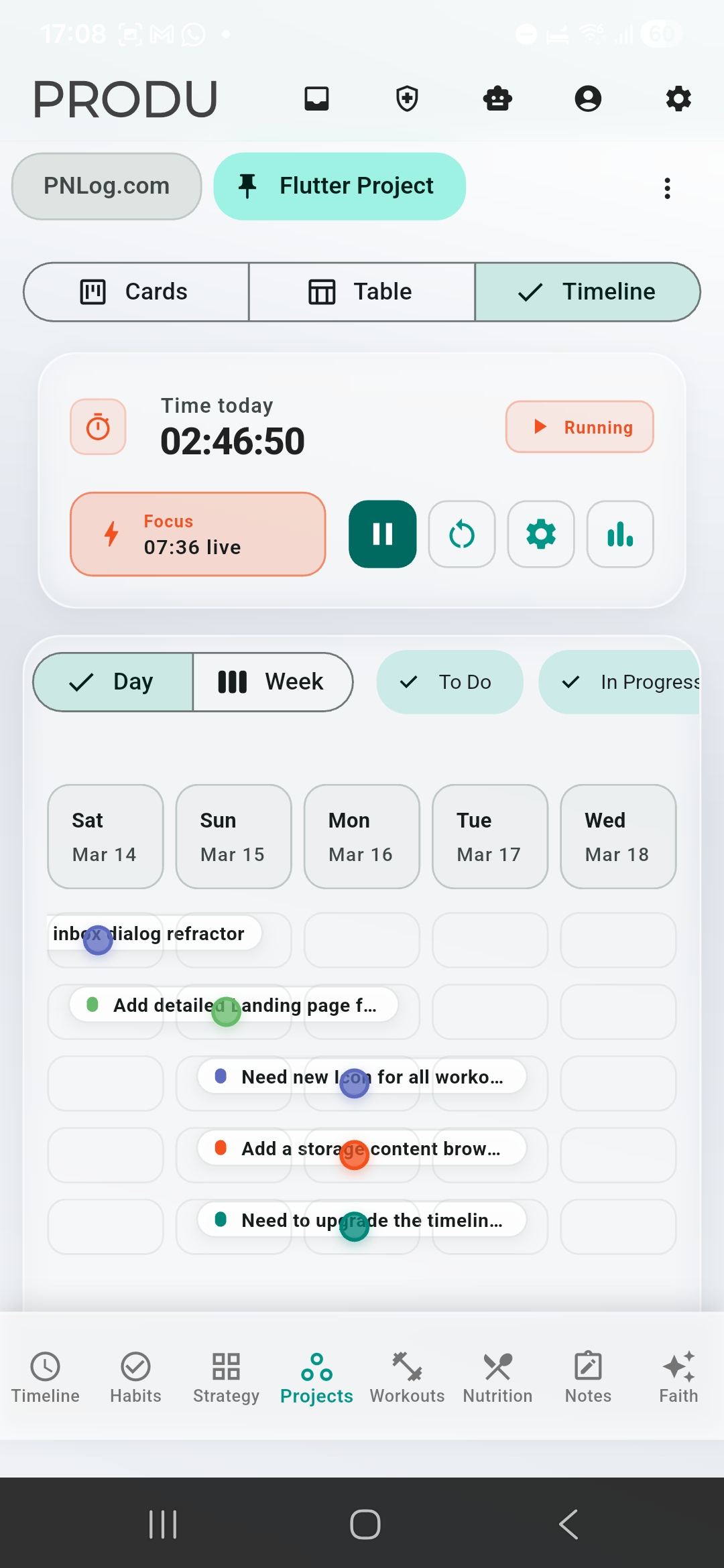 Light Mode Mobile Timeline View